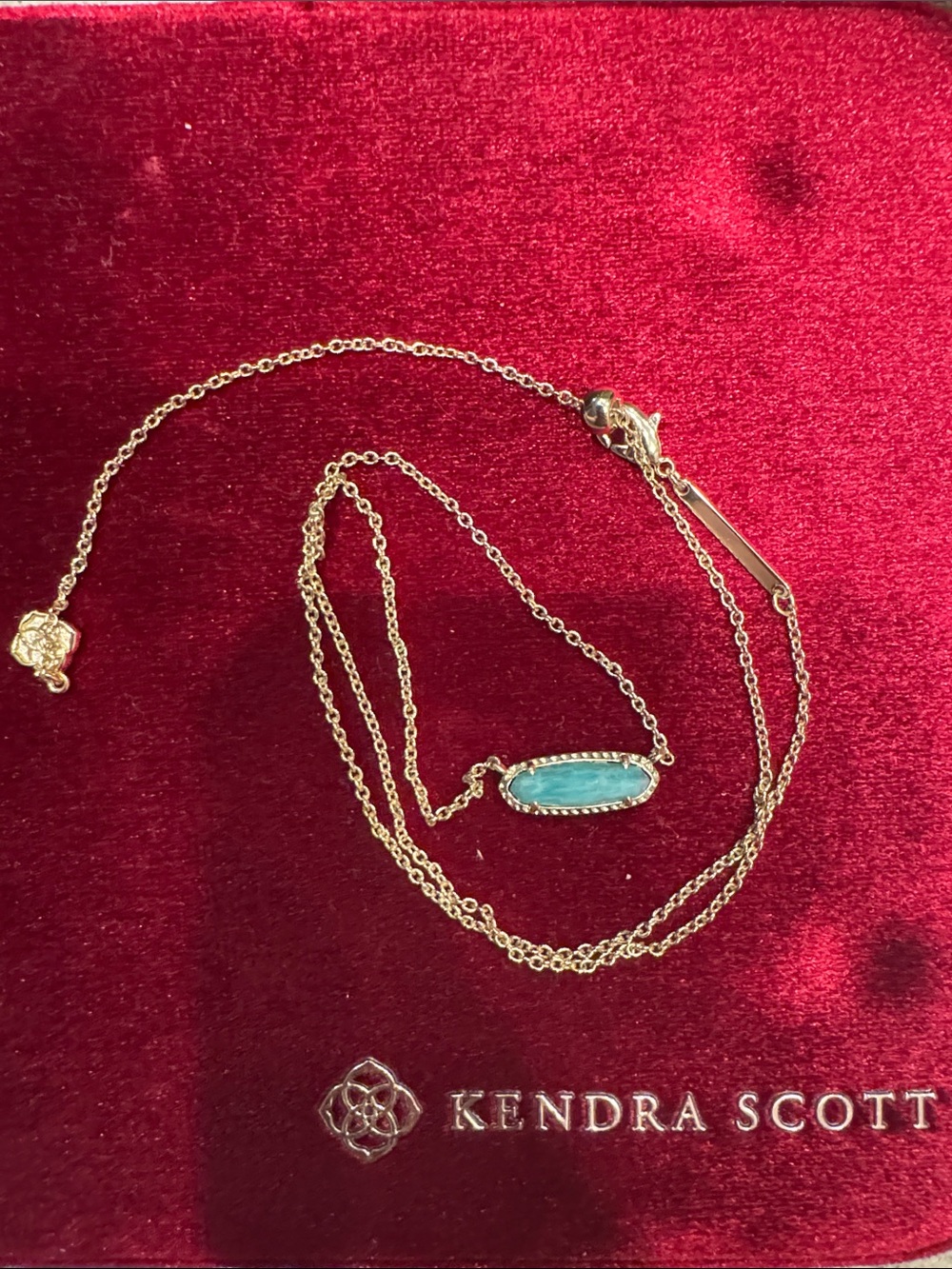 Kendra Scott Gold Over Brass Necklace with Aqua Blue Stone